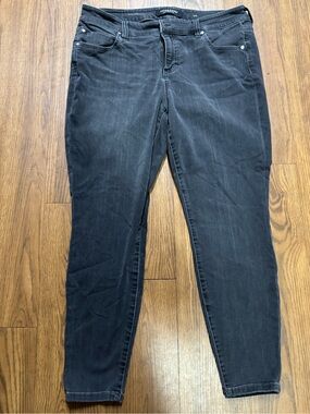 Liverpool Women's Skinny Jeans in Dark Gray/Black Meteorite Wash. Boho Soft